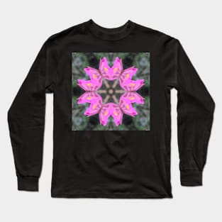 Zinnia Flower Butterfly Kaleidoscope Pattern (Seamless) 5 Long Sleeve T-Shirt